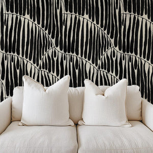 Carta da Parati Foglia Nera Astratta 200x280cm 5 mq