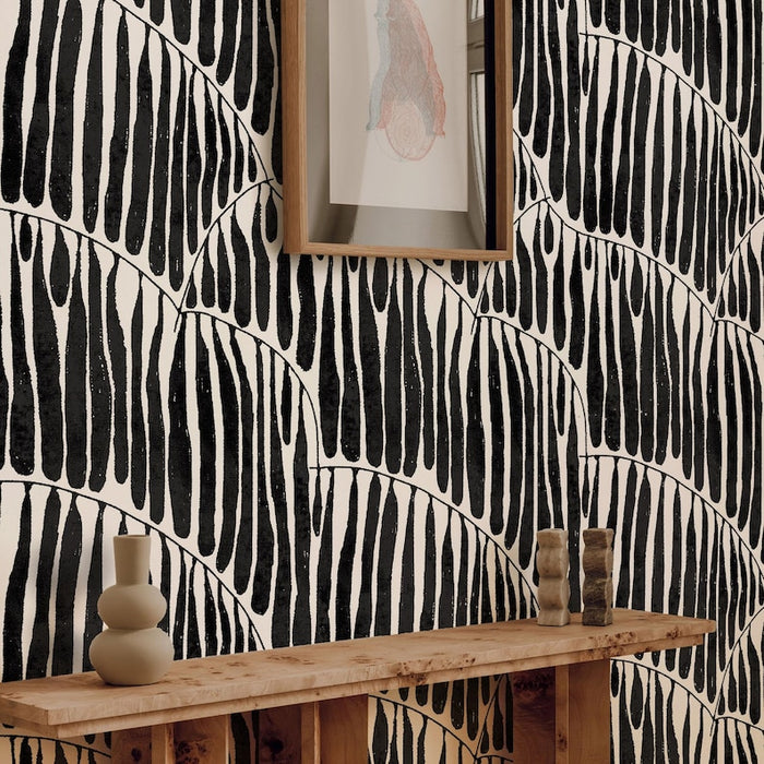 Carta da Parati Foglia Nera Astratta 200x280cm 5 mq