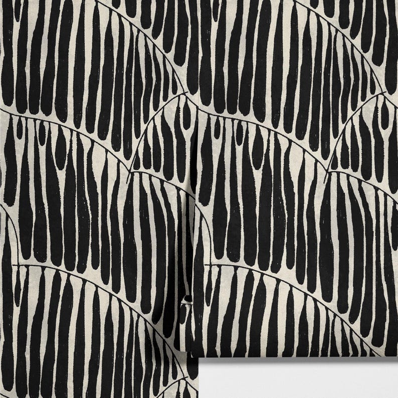 Carta da Parati Foglia Nera Astratta 200x280cm 5 mq