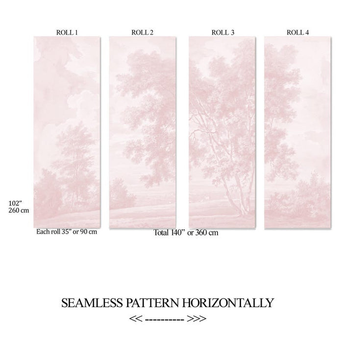 Carta da Parati Paesaggio Rosa 360x260cm 9 mq