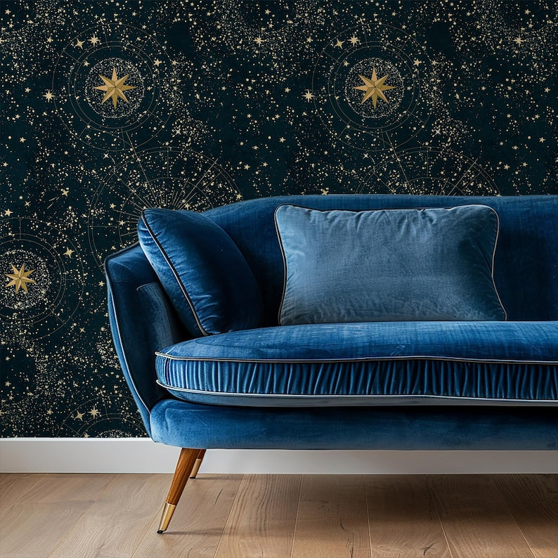 Carta da parati blu cielo stellato 200x280cm 5 mq