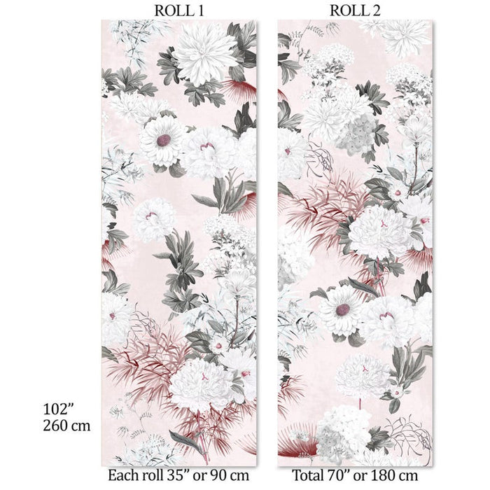 Carta da Parati Floreale Carta Vegana 180x260cm 4 mq