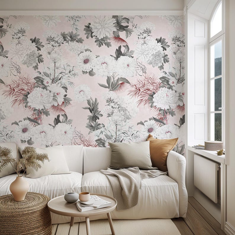 Carta da Parati Floreale Carta Vegana 180x260cm 4 mq