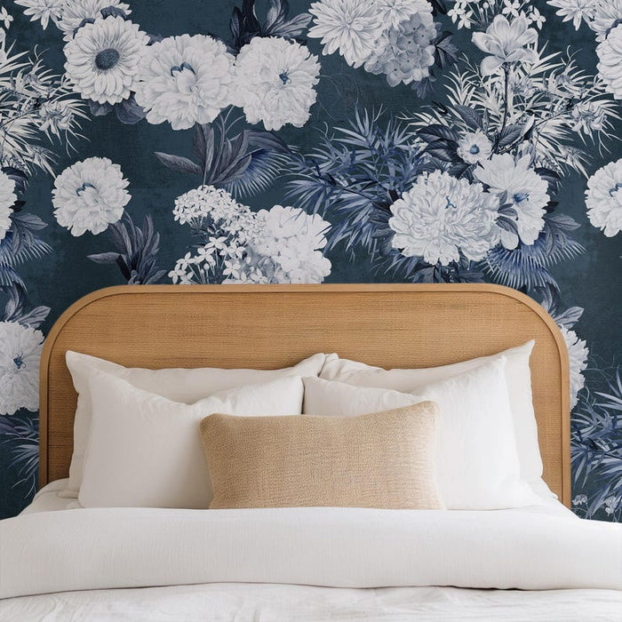 Carta da Parati Floreale Blu Navy 180x260cm 4 mq