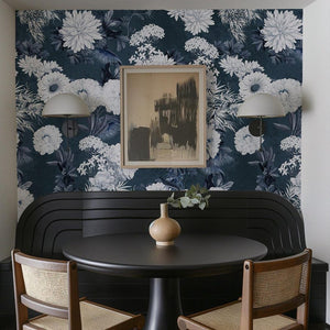 Carta da Parati Floreale Blu Navy 180x260cm 4 mq