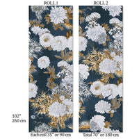 Carta da Parati Floreale Blu e Oro 180x260cm 4 mq