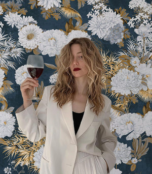 Carta da Parati Floreale Blu e Oro 180x260cm 4 mq