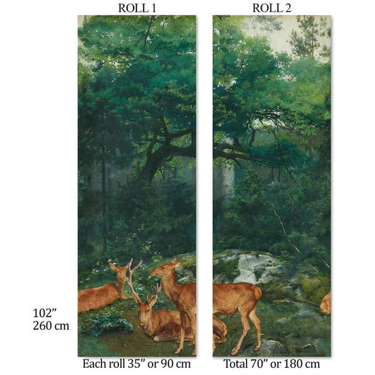Carta da Parati Bosco con Cervi 180x260cm 4 mq