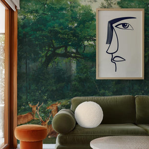 Carta da Parati Bosco con Cervi 180x260cm 4 mq
