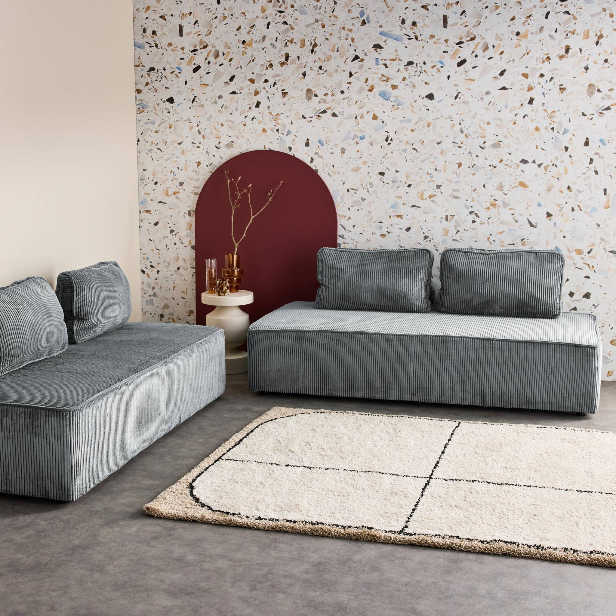 Seduta per divano modulare 2 posti in velluto a coste (set di 2),