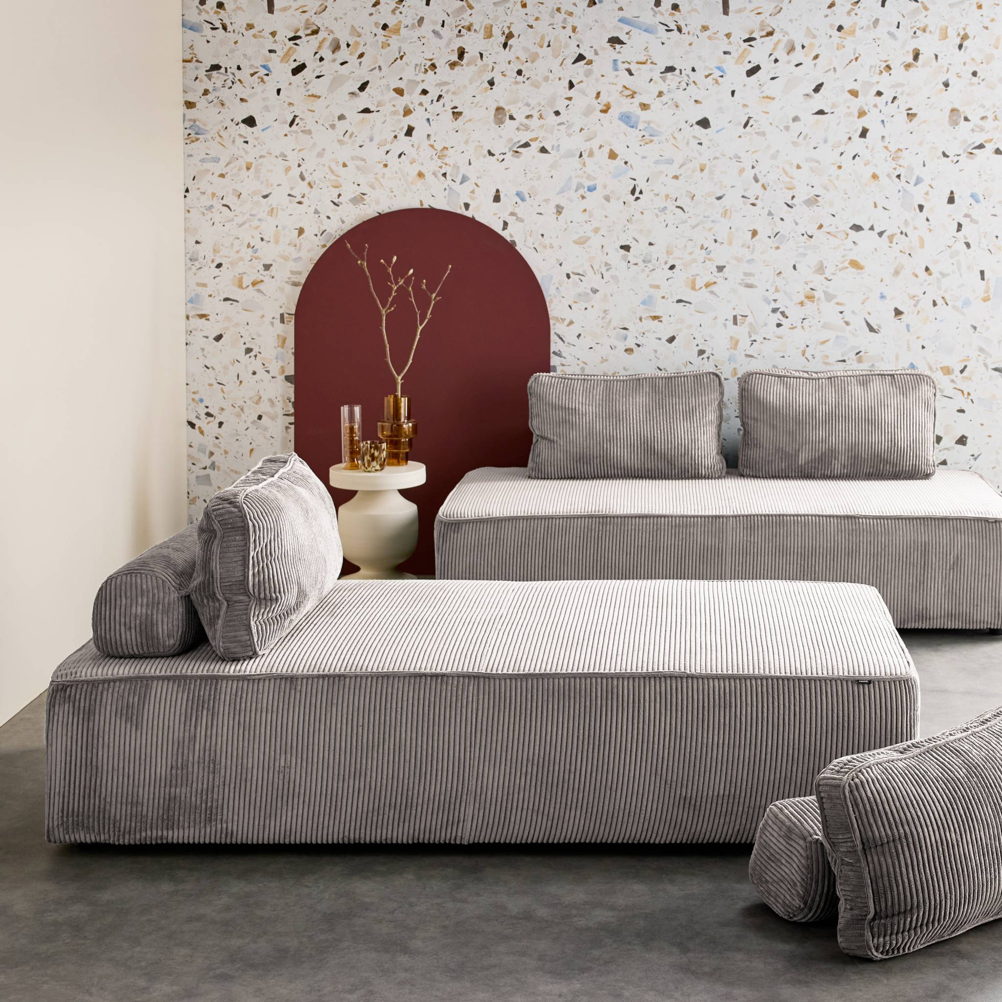 Seduta per divano modulare 2 posti in velluto a coste (set di 2),