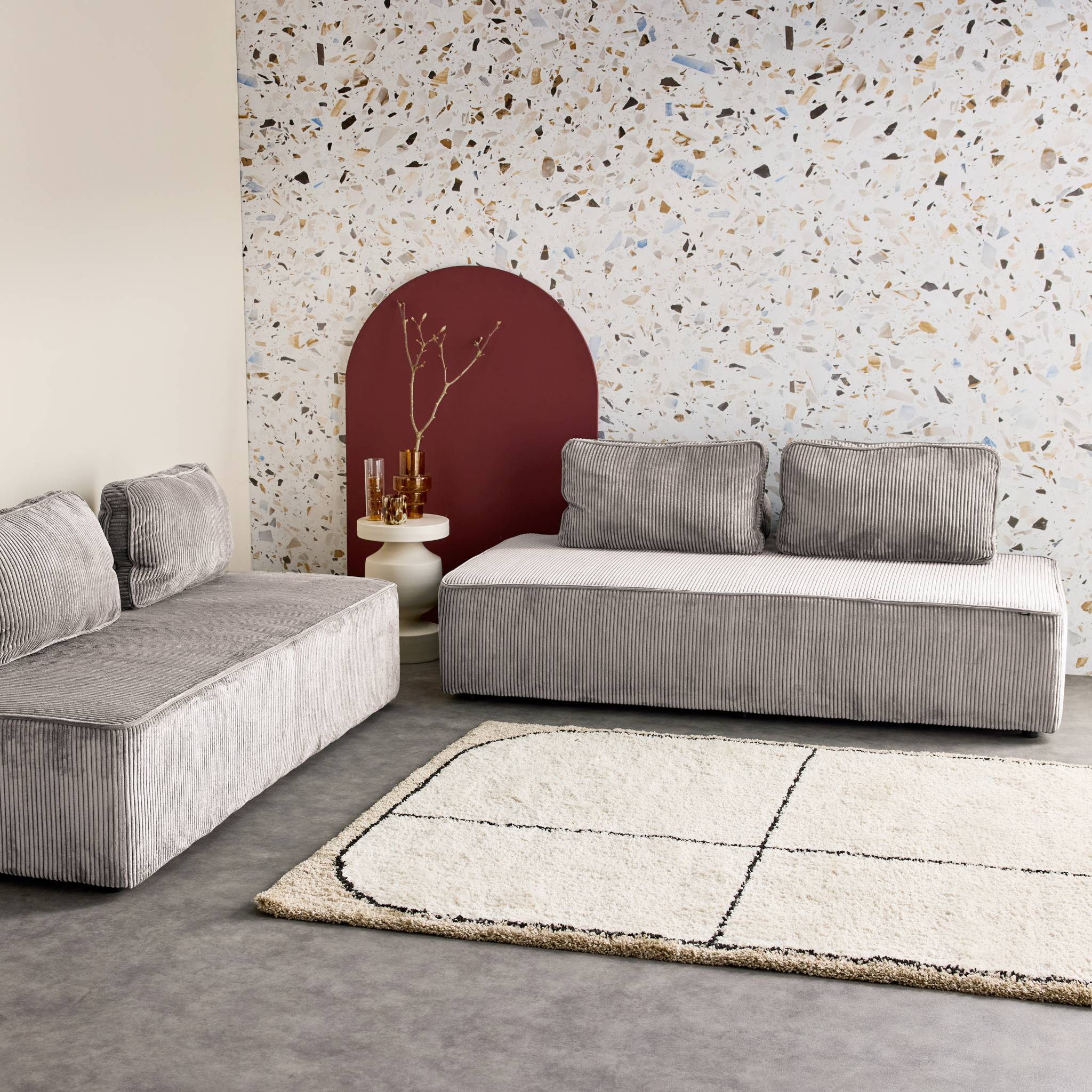 Seduta per divano modulare 2 posti in velluto a coste (set di 2),