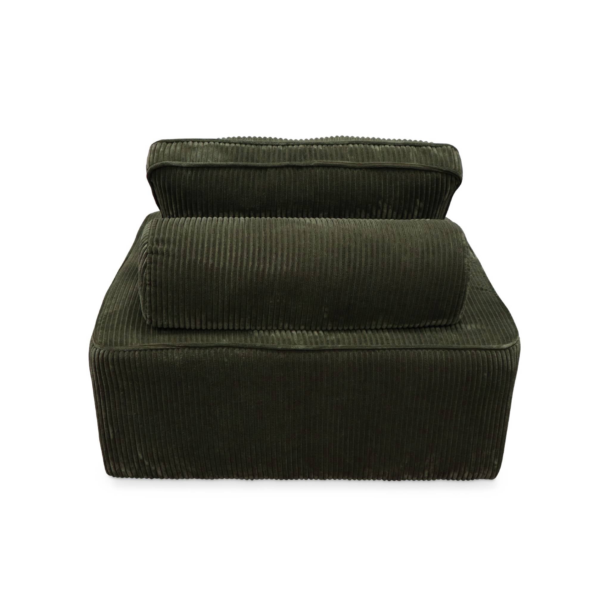 Set di 2 poltrone per divano modulare in velluto a coste, verde scuro