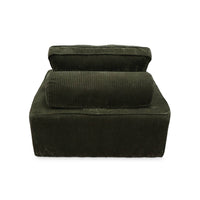 Set di 2 poltrone per divano modulare in velluto a coste, verde scuro