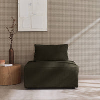 Poltrona per divano modulare in velluto a coste, verde scuro