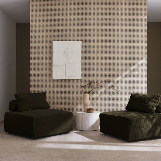 Set di 2 poltrone per divano modulare in velluto a coste, verde scuro