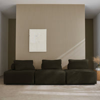 Set di 3 poltrone per divano modulare velluto a coste, verde scuro