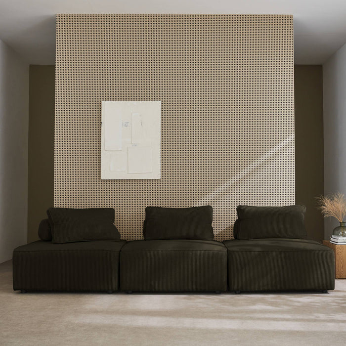 Set di 3 poltrone per divano modulare velluto a coste, verde scuro