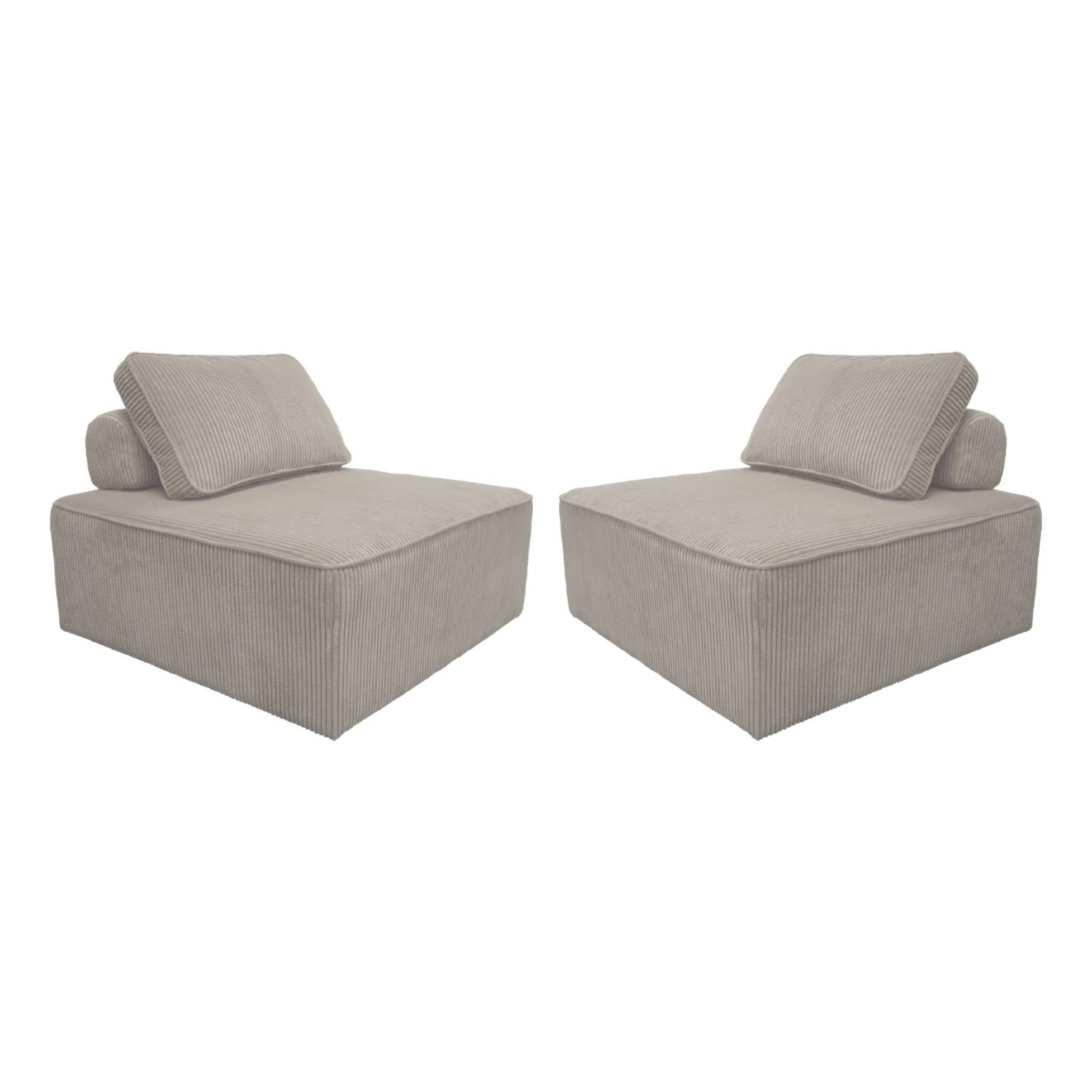 Divano modulare velluto, 2 posti, grigio chiaro