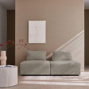 Divano modulare velluto, 2 posti, grigio chiaro