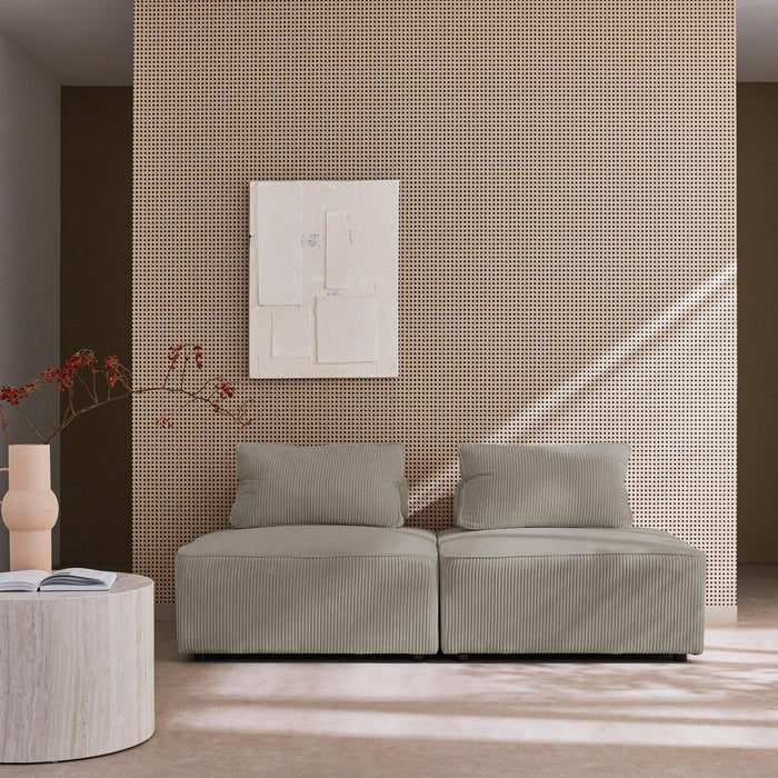 Divano modulare velluto, 2 posti, grigio chiaro