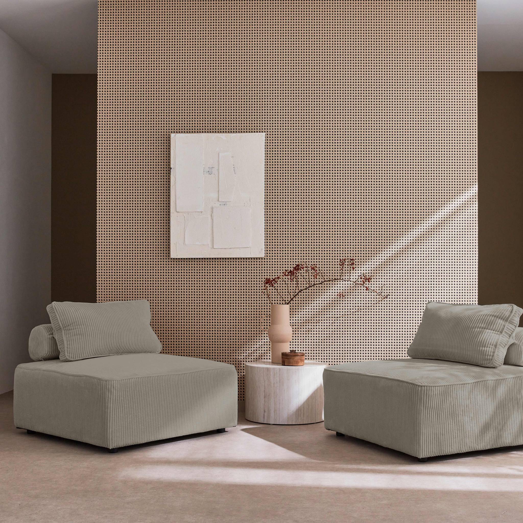 Divano modulare velluto, 2 posti, grigio chiaro