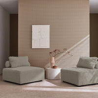 Divano modulare velluto, 2 posti, grigio chiaro