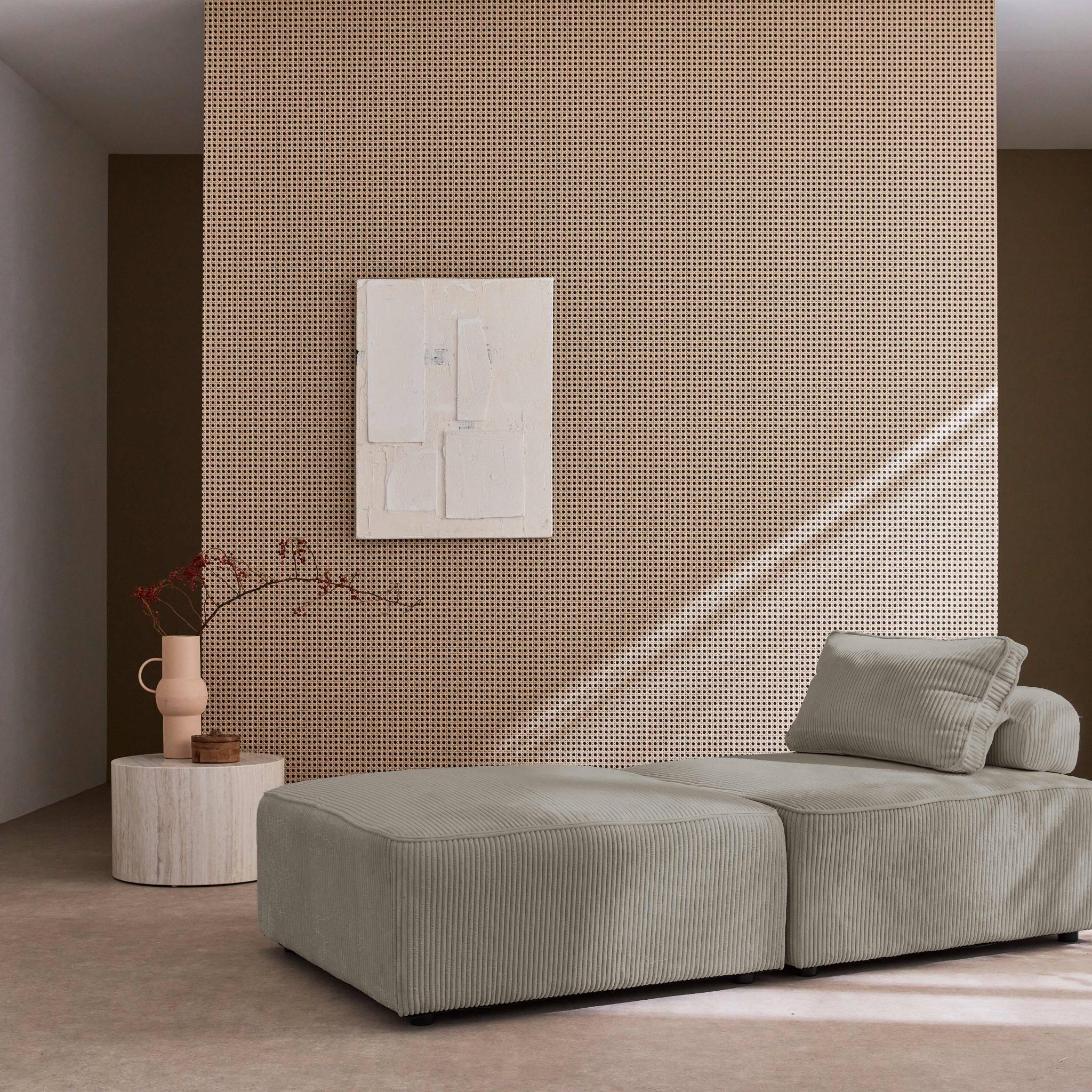 Divano modulare velluto, 2 posti, grigio chiaro