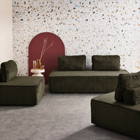 Set poltrone per divano modulare 4 posti velluto a coste, verde scuro