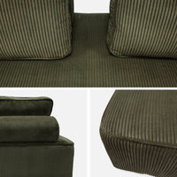 Set poltrone per divano modulare 4 posti velluto a coste, verde scuro
