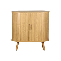 Credenza con ante scorrevoli e ripiano, marrone naturale