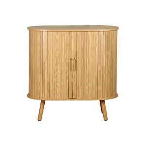 Credenza con ante scorrevoli e ripiano, marrone naturale