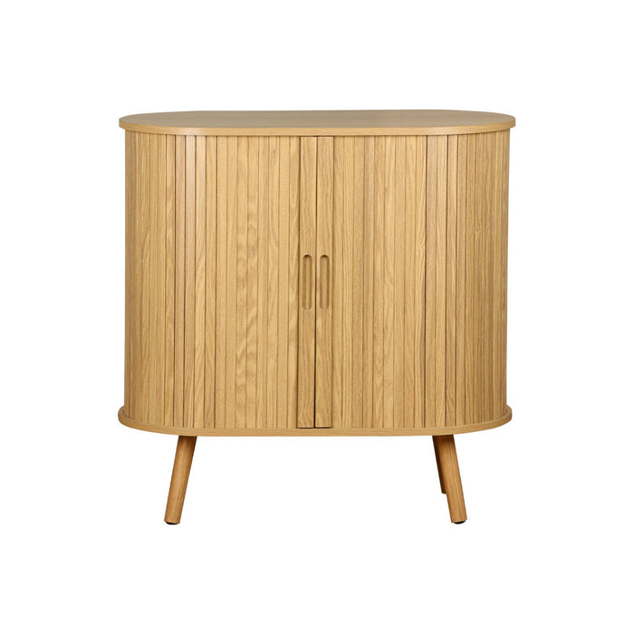 Credenza con ante scorrevoli e ripiano, marrone naturale