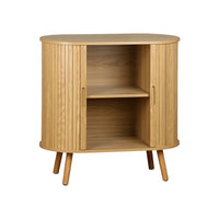 Credenza con ante scorrevoli e ripiano, marrone naturale