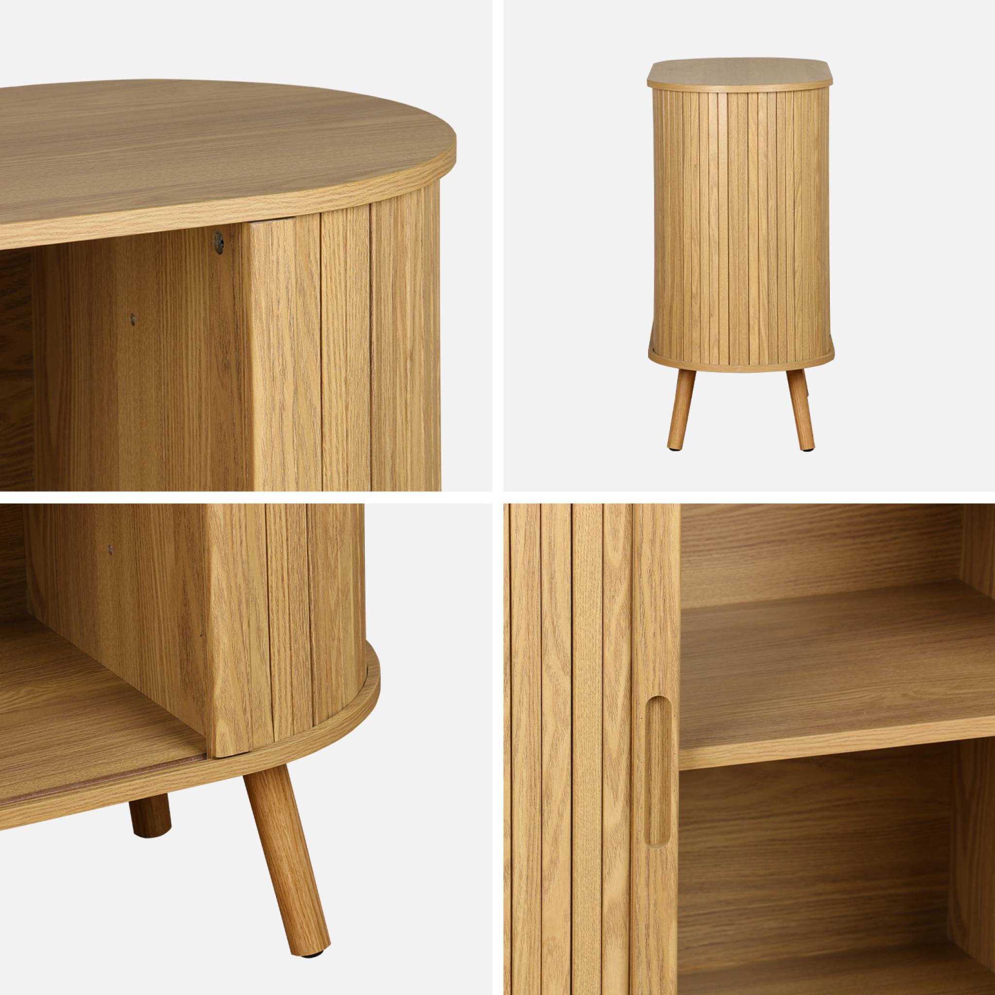 Credenza con ante scorrevoli e ripiano, marrone naturale