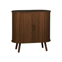 Credenza con ante scorrevoli e ripiano, noce