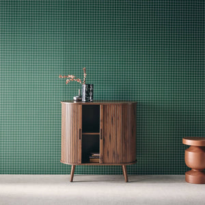 Credenza con ante scorrevoli e ripiano, noce