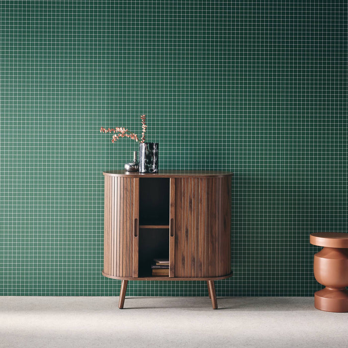 Credenza con ante scorrevoli e ripiano, noce