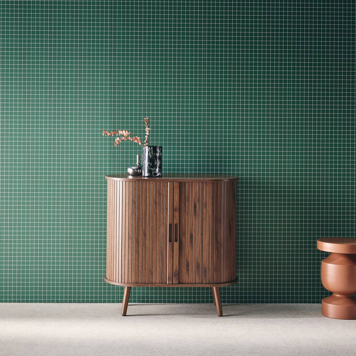 Credenza con ante scorrevoli e ripiano, noce