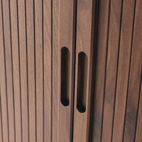 Credenza con ante scorrevoli e ripiano, noce