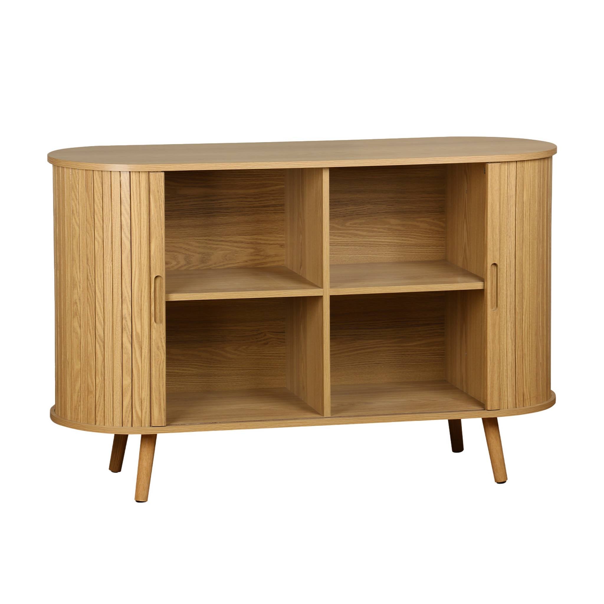 Credenza scandinava a 2 ante scorrevoli, 120cm, marrone naturale