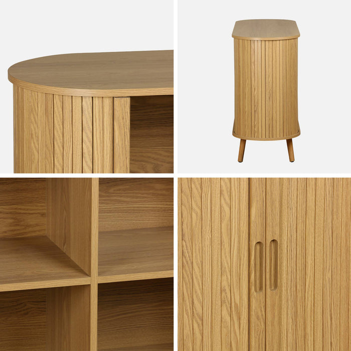 Credenza scandinava a 2 ante scorrevoli, 120cm, marrone naturale