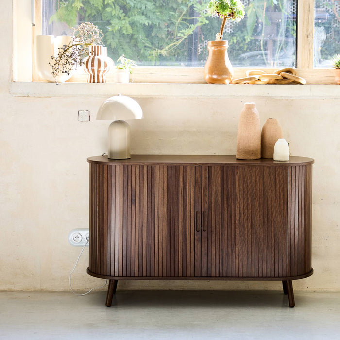 Credenza scandinava a 2 ante scorrevoli, 120cm, marrone