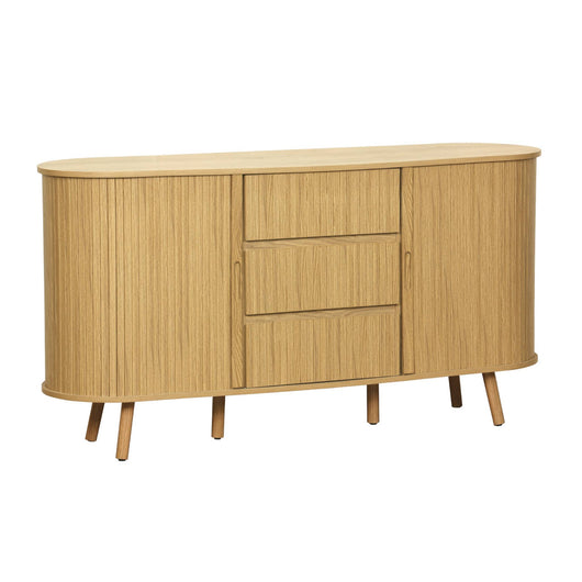 Credenza scandinava effetto legno scanalato 2 ante scorrevoli, 150cm,