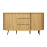 Credenza scandinava effetto legno scanalato 2 ante scorrevoli, 150cm,