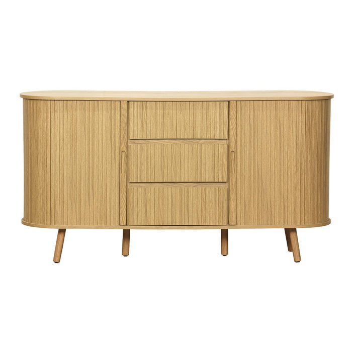 Credenza scandinava effetto legno scanalato 2 ante scorrevoli, 150cm,