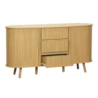 Credenza scandinava effetto legno scanalato 2 ante scorrevoli, 150cm,