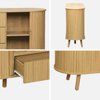 Credenza scandinava effetto legno scanalato 2 ante scorrevoli, 150cm,