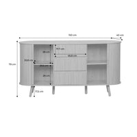 Credenza scandinava effetto legno scanalato 2 ante scorrevoli, 150cm,