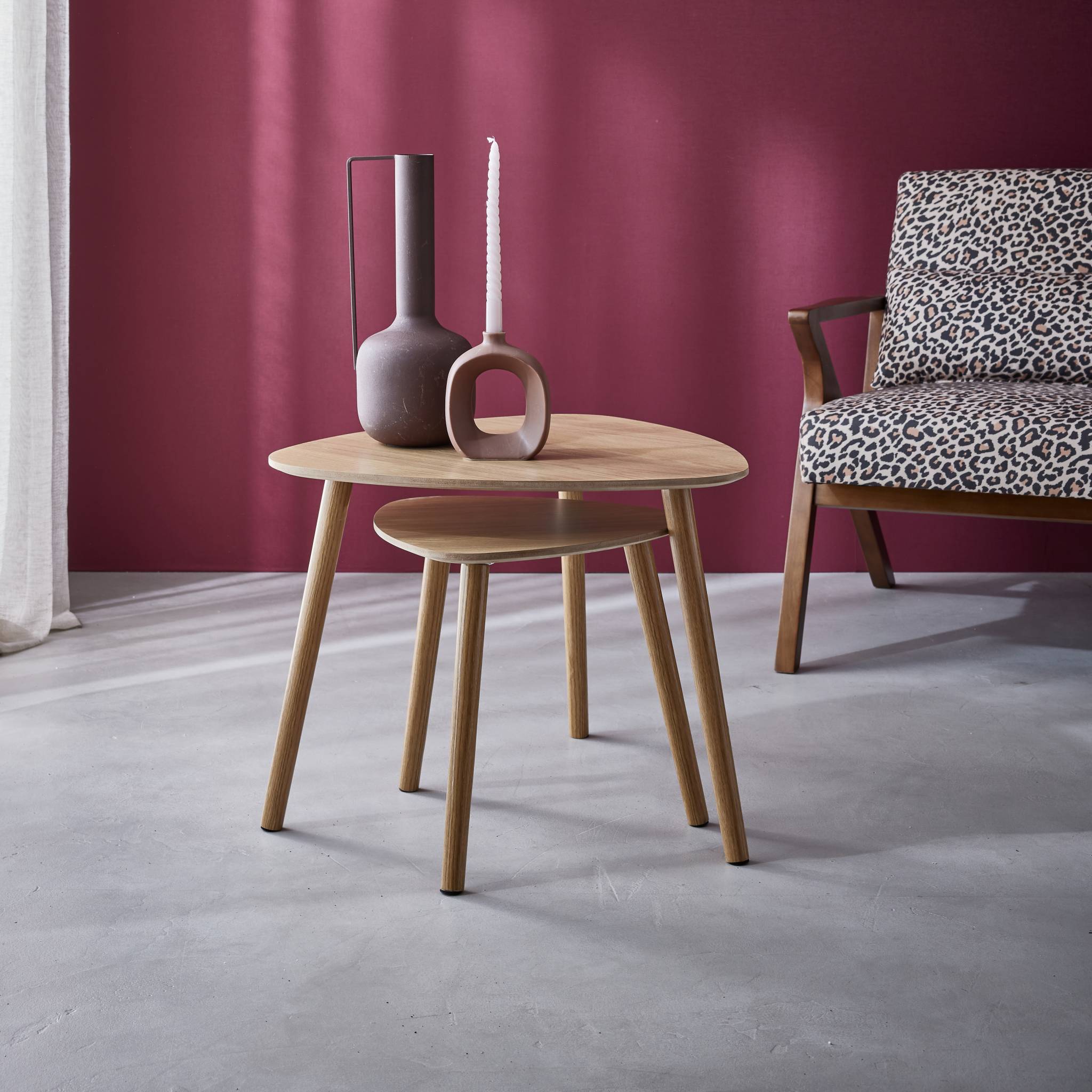 Tavolini scandinavi in mdf, marrone naturale